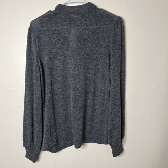 Adrienne Vittadini Sweater Small Rhinestone Keyhole Mock Neck Women's Gray NWT - Picture 8 of 8